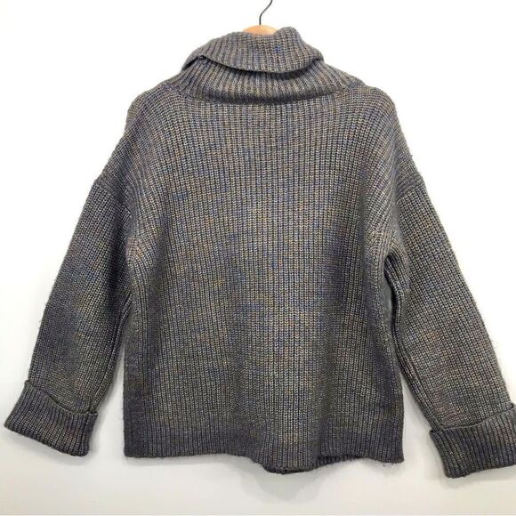 Ann Taylor Brown Blue Marled Knit Chunky Turtleneck Pullover Sweater - Picture 10 of 14